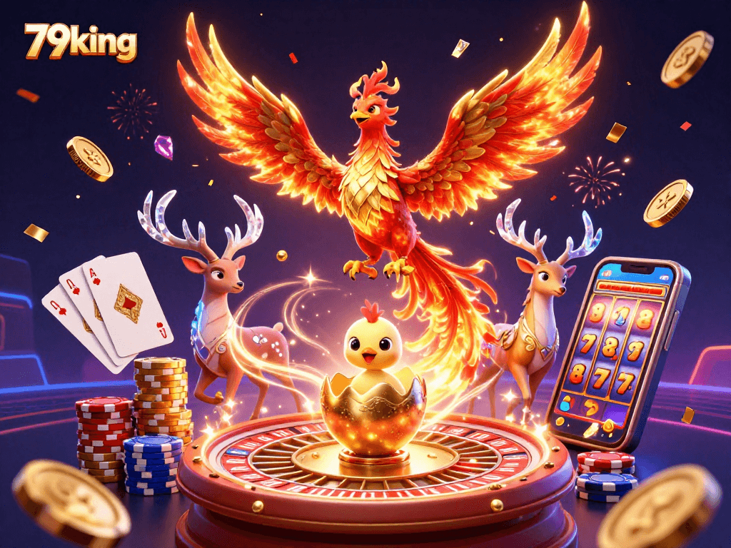 Spin and win with 79king's vibrant phoenix-inspired casino experience, showcasing dazzling gaming elements.