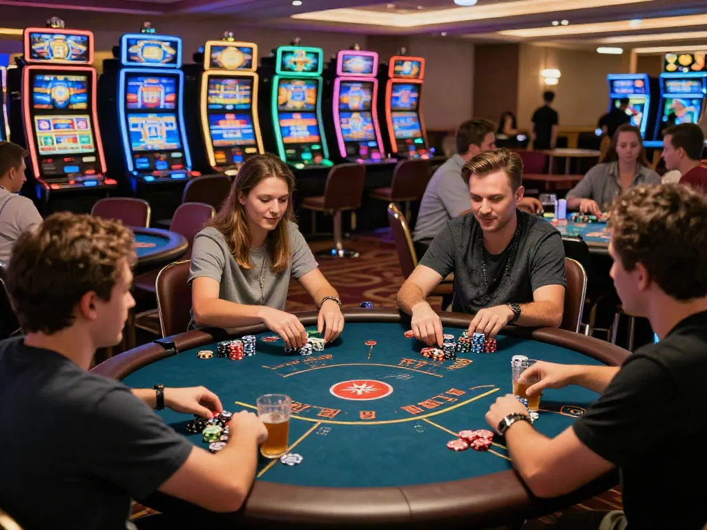 Engaged players discovering the best casinos not on GamStop with vibrant gaming atmosphere.