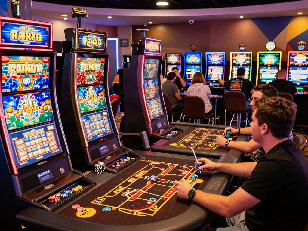 Vibrant scene of online gaming showcasing best casinos not on gamstop with diverse players celebrating wins.