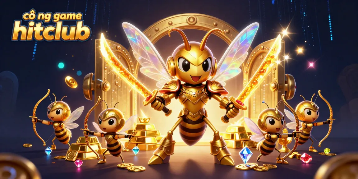 Experience thrilling adventures at cổng game hitclub with a stunning 3D illustration featuring unique gaming elements and characters.