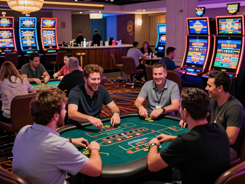 Experience the thrill and community at the best casinos not on gamstop, featuring players enjoying games in a vibrant atmosphere.