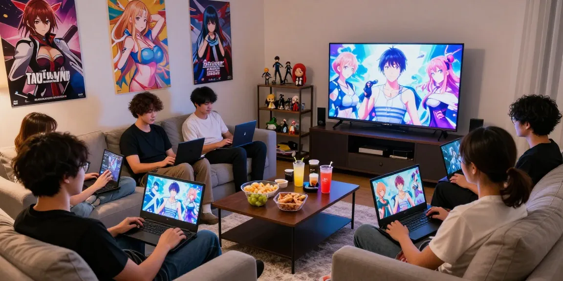 Engaging gaming scene with players enjoying ecchigames on various devices, showcasing vibrant characters and a lively atmosphere.