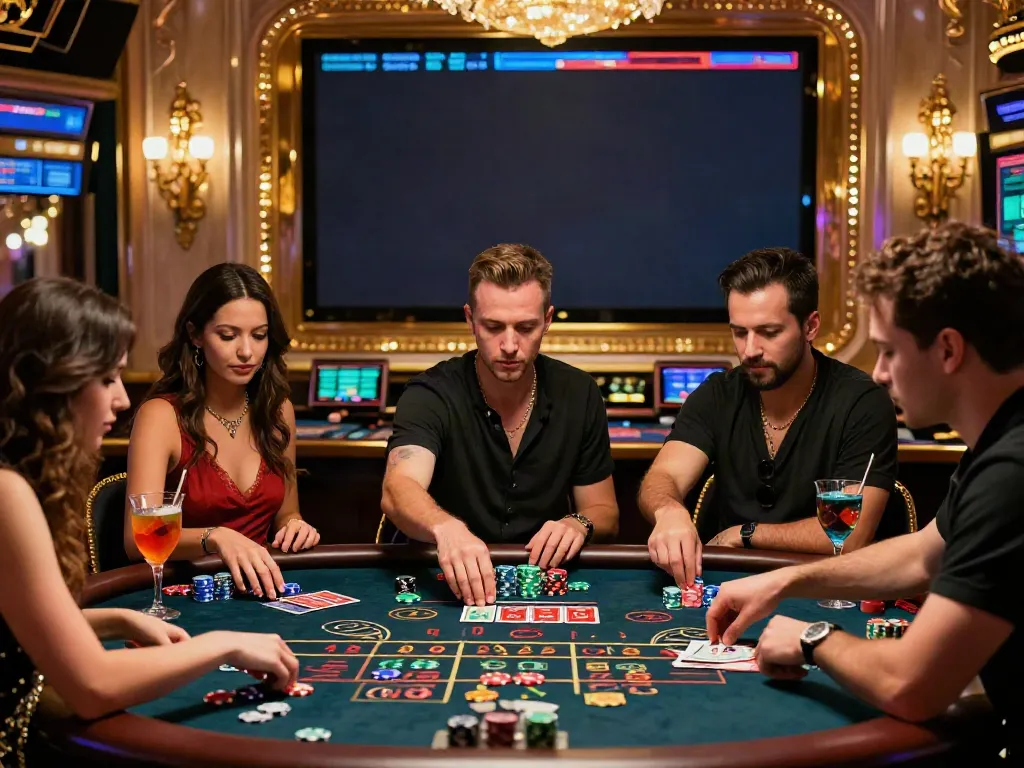 Best casinos not on gamstop featuring players at roulette table in luxurious setting.