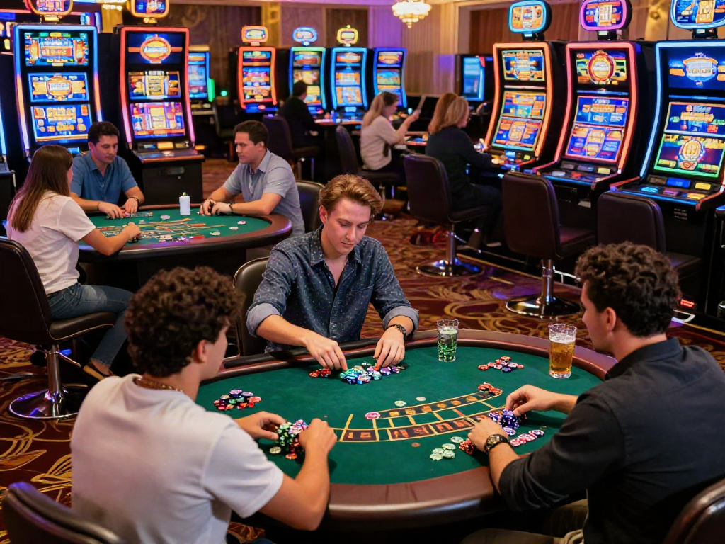 Exciting scene showcasing the best casinos not on GamStop with diverse players enjoying various games in a vibrant casino atmosphere.