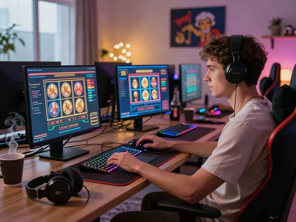 Engaging gaming scene highlighting the best casinos not on GamStop in a modern home setting.