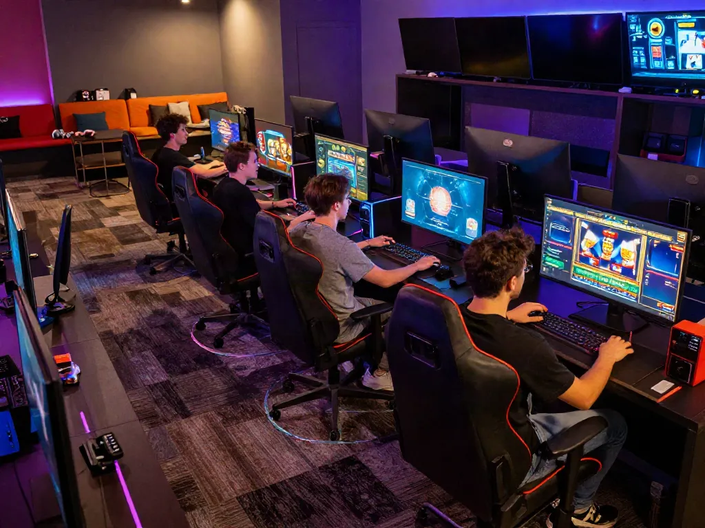 Players enjoying the best casinos not on gamstop in a vibrant gaming lounge.