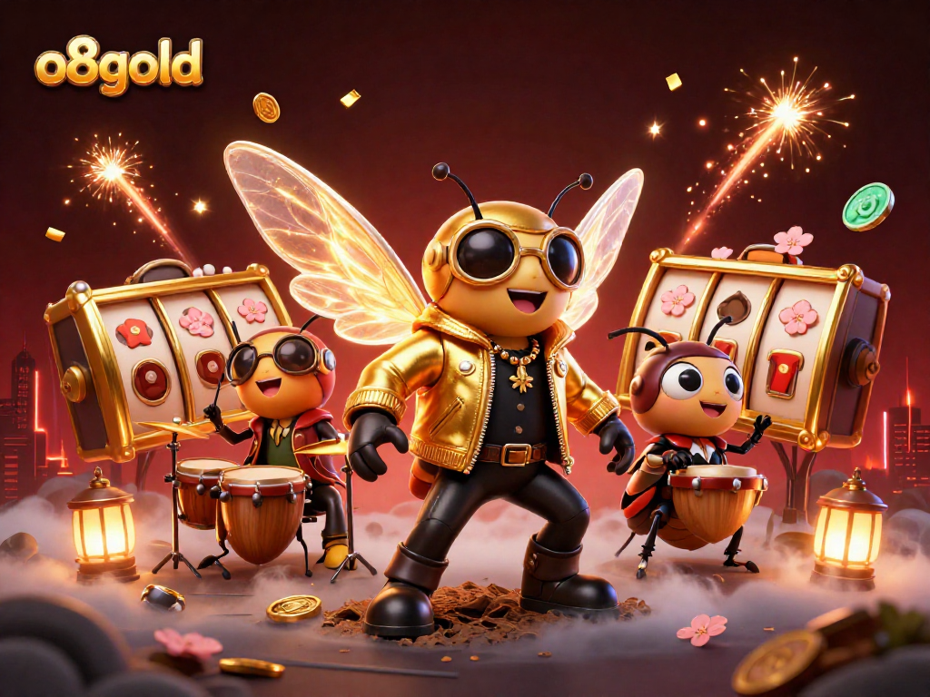 Engage with thrilling gaming at o8gold, showcasing a vibrant casino scene filled with dynamic characters.