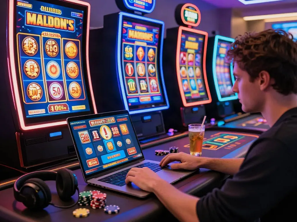 Engaging scene showcasing player exploring best casinos not on GamStop with vibrant online gaming experience.