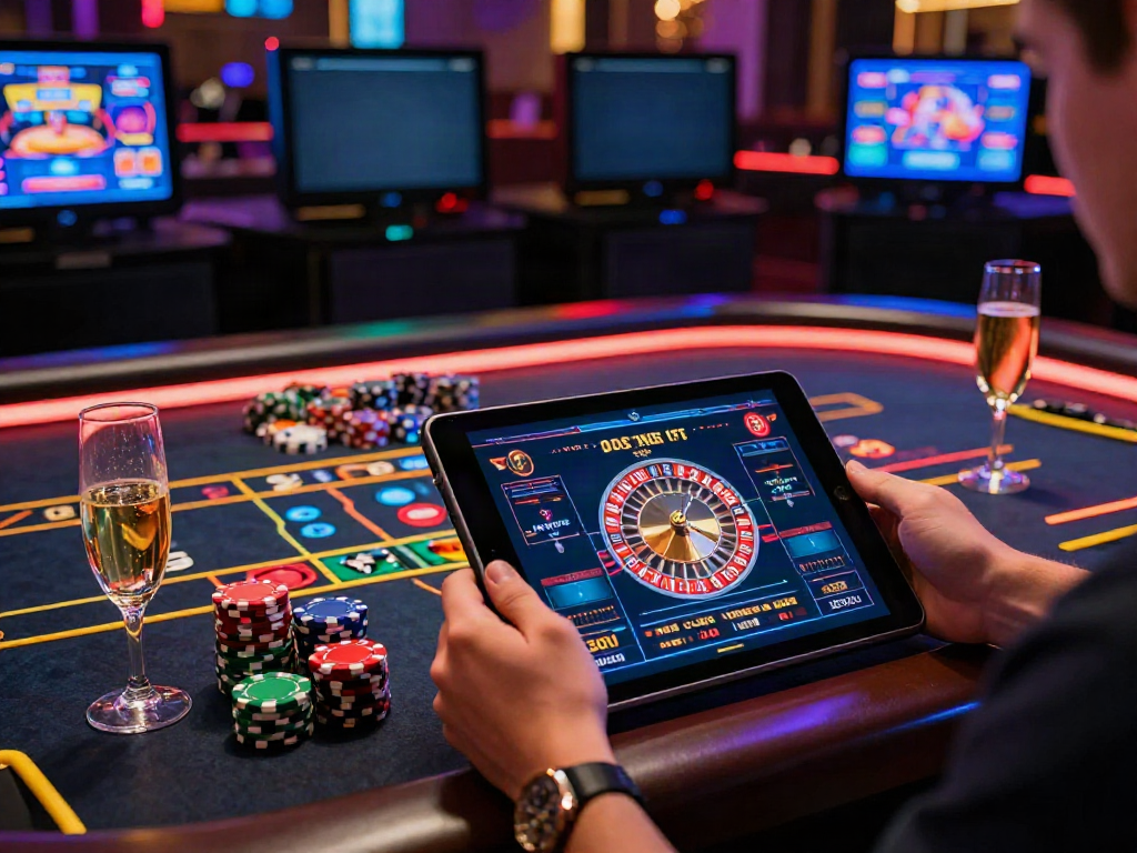 Experience best casinos not on gamstop in a glamorous online gaming atmosphere with vibrant lights and roulette table.