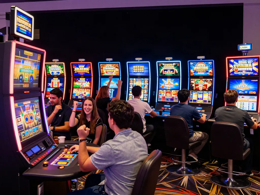 Players enjoying the best casinos not on gamstop in a lively gaming environment.