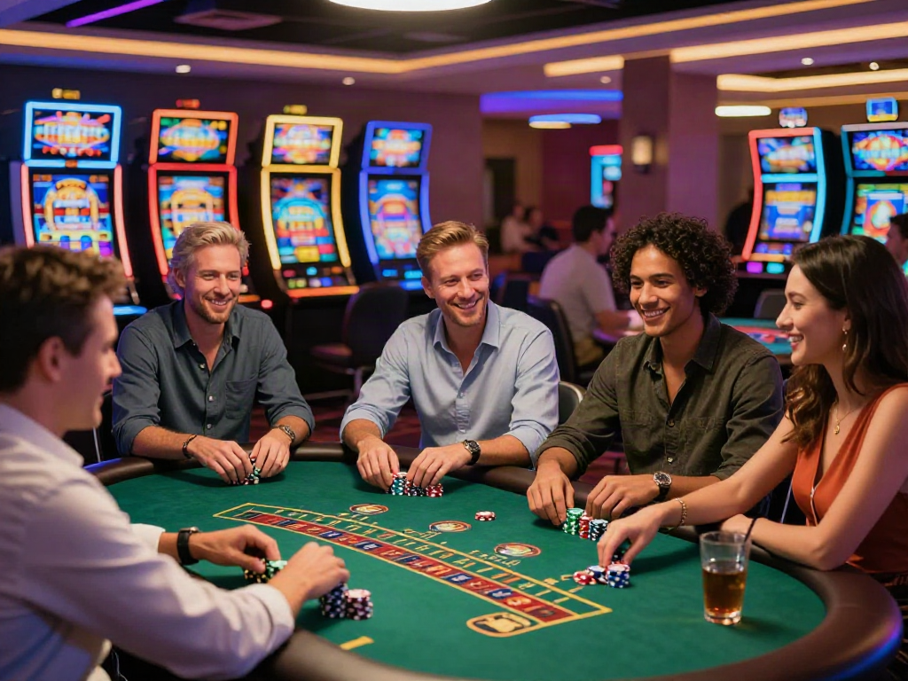 Best casinos not on GamStop with vibrant gaming atmosphere and players engaged in various activities
